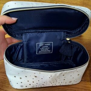 Estée Lauder White & Gold stars 2022 Cosmetic makeup bag pouch Vanity Case